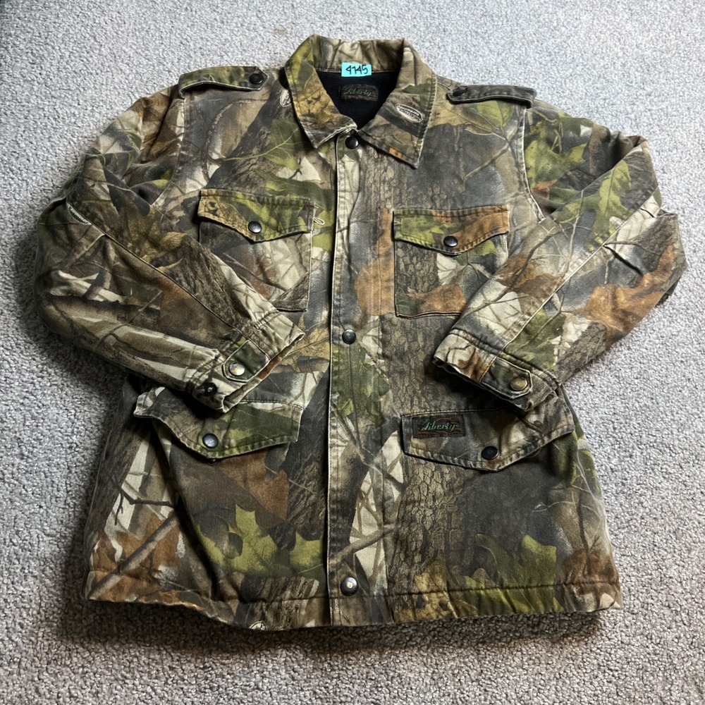 vtg Liberty Camo Realtree Hunting Jacket mens small Camouflage Fleece lined hunt